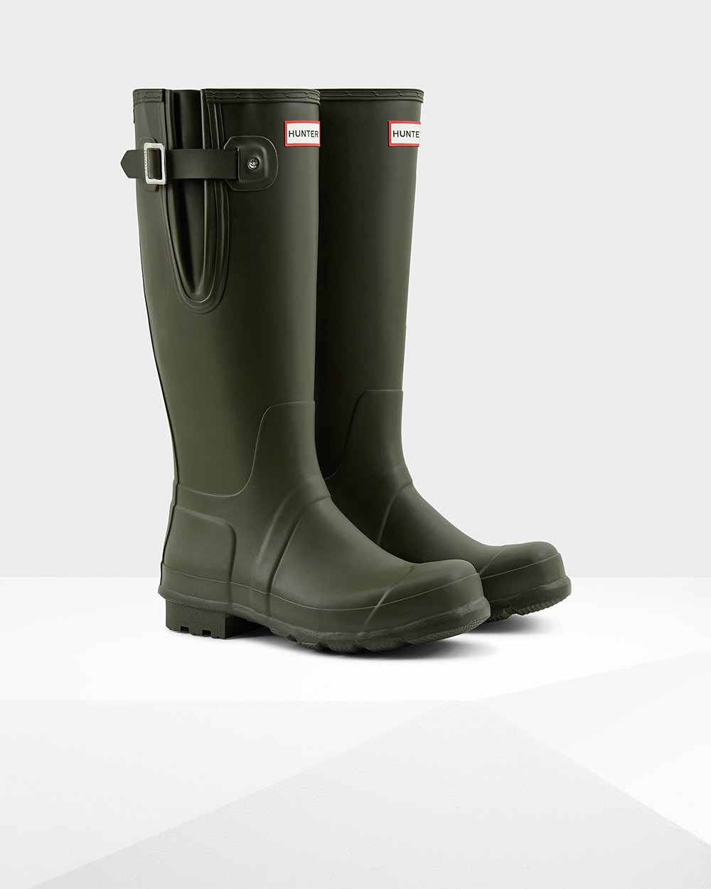 Mens Hunter Tall Rain Boots Dark Olive - Original Side Adjustable - 0893127-HG